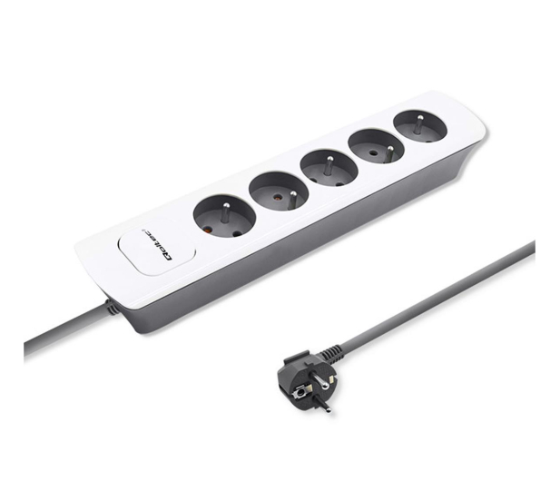 QOLTEC Listwa zasilająca - 5 gniazd, 1.8m, biało-szara 50296 - 1122529 - zdjęcie